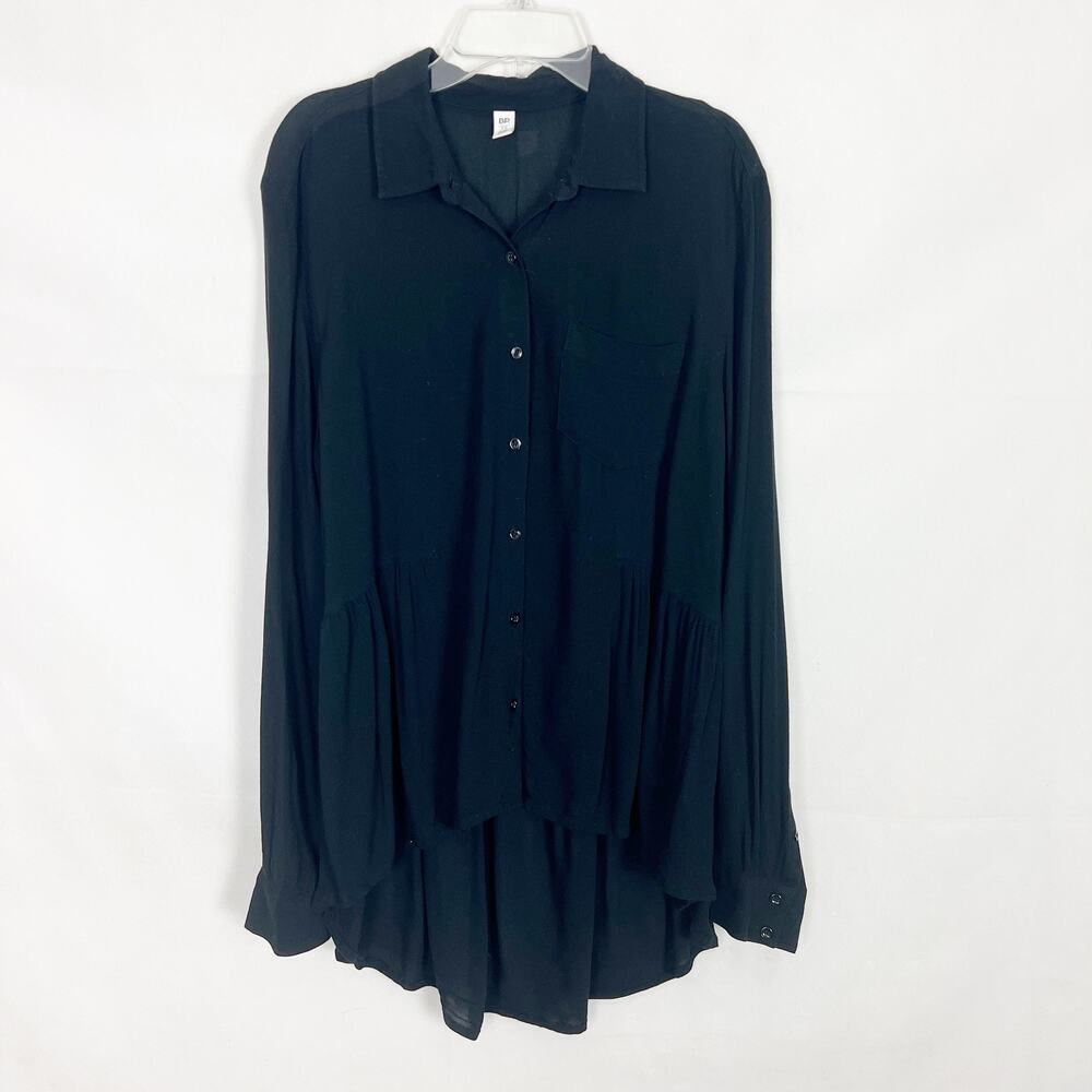 BP Women's Button Down Long Sleeve High-Low Top Size XS Oversized Long Length